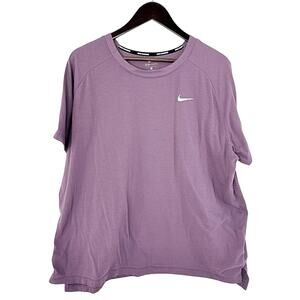 Nike Dri Fit Running Shirt Womens 2X Purple Short Sleeve Breathable Active Top